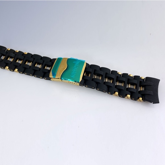 Genuine Invicta Sea Spider Black Polyurethane & Gold Plated Pin Watch Band - Picture 1 of 3
